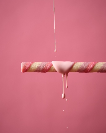 Wafer stick with strawberry drizzle
