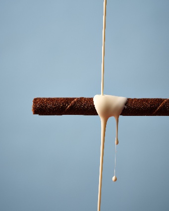 Wafer stick with white chocolate drizzle